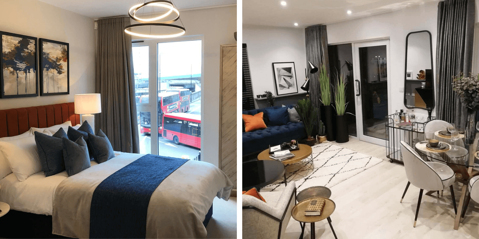Two different interior marketing suite designs