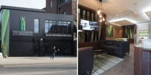 Marketing suite exterior and interior